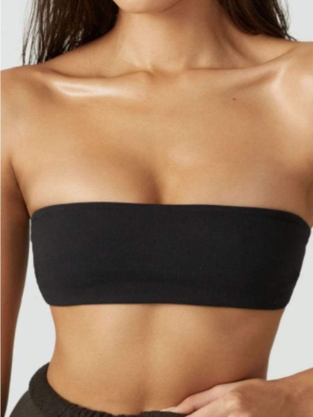 Joah Brown Black Strapless Bandeau Crop Tube Top S